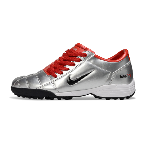 Chuteira Society Nike Total 90 III Turf TF Silver and Red Football Boot