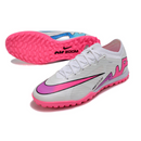 Chuteira Society Nike Zoom Mercurial Vapor 15 Elite White Pink and Blue Turf TF Football Boot