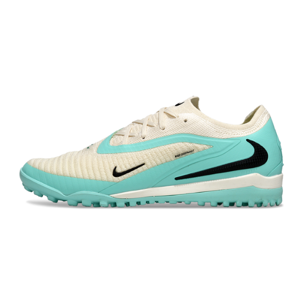 Chuteira Society Nike Phantom 6 Elite White and Light Blue Turf TF Football Boot