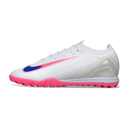 Chuteira Society Nike Zoom Mercurial Vapor 16 Elite White Pink and Blue Turf TF Football Boot